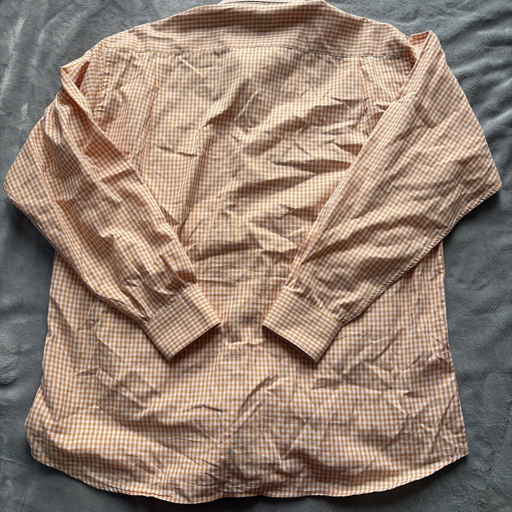 Gitman Bros Button Down Shirt Mens Large Orange Check Long Sleeve Made in USA - Picture 7 of 7